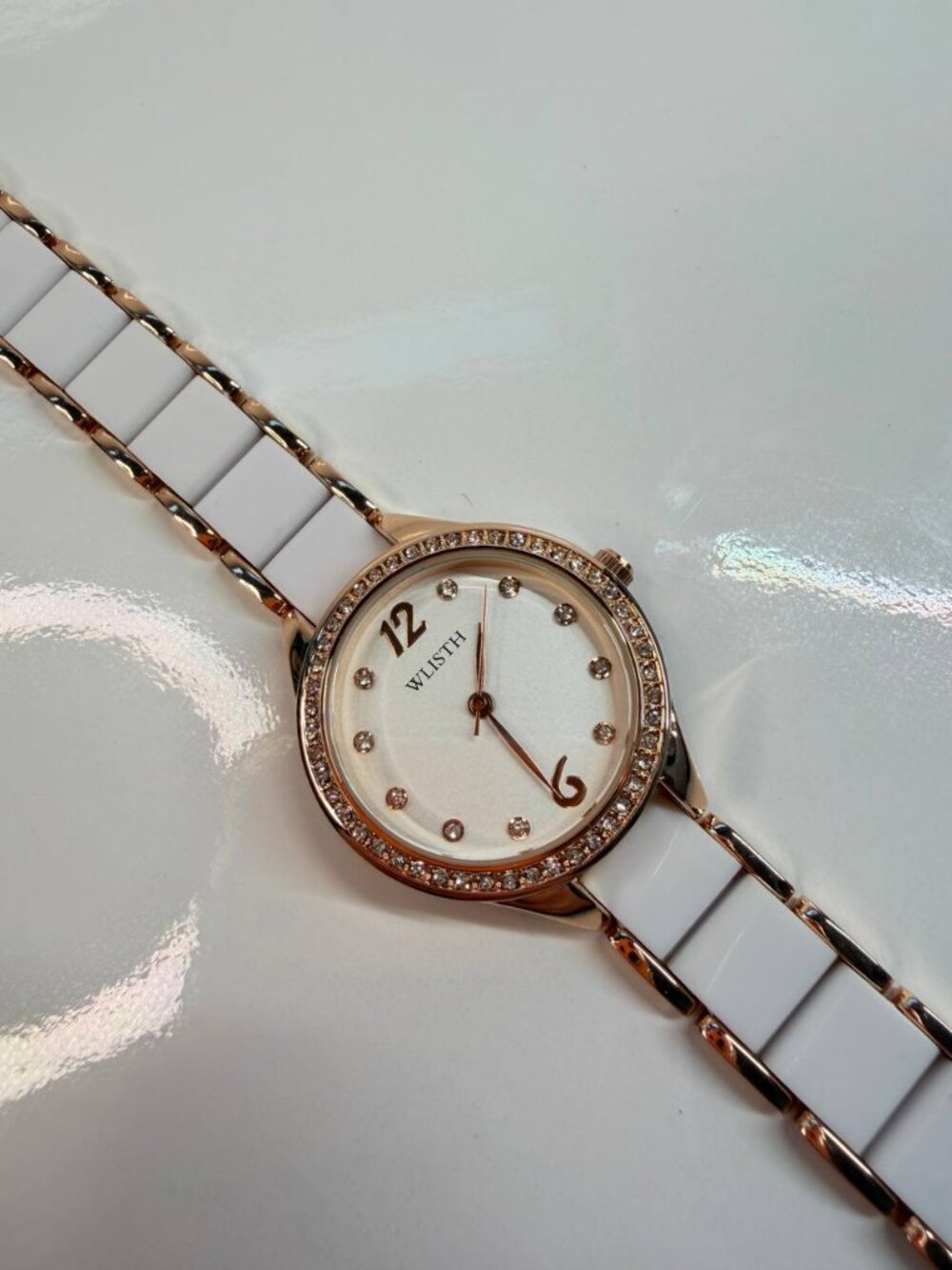 WLISTH Women’s Watch – Rose Gold & White Crystal Accent - Picture 12 of 16